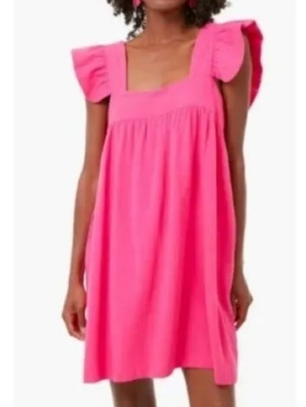 Tuckernuck Pomander Place Camellia Hot Pink Flutter Sleeve Mini Dress L Pockets